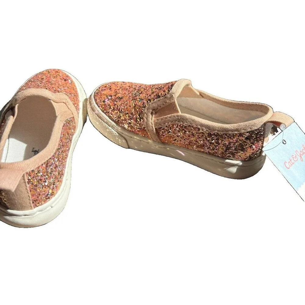 Cat & Jack Girl’s Madigan Sparkly Slip-On Sneakers Size 6T NWT